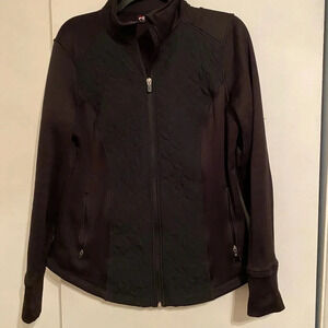 FILA Sport Fleece Women Black Jacket Long Sleeve Thumb Hole Cuff, Size M